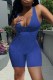 Blue Sexy Casual Solid Basic U Neck Sleeveless Skinny Romper