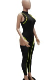 Blue Sexy Solid Hollowed Out Patchwork Mesh Half A Turtleneck Skinny Jumpsuits