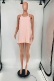 Pink Sexy Solid Patchwork Spaghetti Strap Tops
