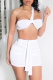 White Sexy Solid Patchwork Strapless Sleeveless Two Pieces