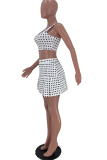 Yellow Sexy Print Patchwork Square Collar Sleeveless Two Pieces