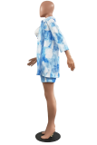 Pink Casual Patchwork Tie-dye Turndown Collar Short Sleeve Two Pieces