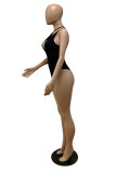 Black Fashion Sexy Solid Hollowed Out Backless Swimwears
