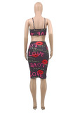 Multicolor Fashion Sexy Print Backless Spaghetti Strap Sleeveless Dress