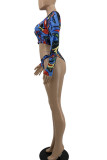 Multicolor Sexy Print Patchwork Swimwears