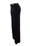Green Fashion Casual Solid Pocket Regular High Waist Conventional Solid Color Bottoms
