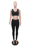 Pink Casual Sportswear Solid Vests Pants U Neck Sleeveless Two Pieces