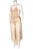 White Sexy Solid Hollowed Out Patchwork Swimwears