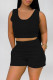 Black Casual Solid Basic U Neck Sleeveless Two Pieces