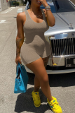 Yellow Casual Solid Patchwork U Neck Sleeveless Two Pieces