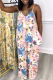 Pink Sexy Print Patchwork Spaghetti Strap Straight Dresses