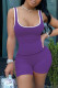 Purple Fashion Casual Solid Vests U Neck Sleeveless Two Pieces