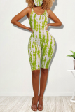 Red Sexy Print Patchwork Spaghetti Strap Skinny Rompers