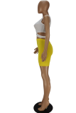 Rose Red Sexy Solid Hollowed Out O Neck Sleeveless Two Pieces