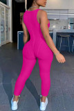 Fluorescent Green Sexy Solid Split Joint U Neck Skinny Jumpsuits