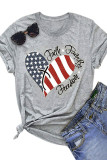 Grey Fashion Casual Print Basic O Neck T-Shirts