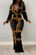 Leopard Print Sexy Print Patchwork Mandarin Collar Long Sleeve Two Pieces