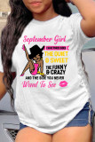 Multicolor Fashion Casual Print Basic O Neck T-Shirts