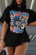 Black Fashion Casual Print Basic O Neck T-Shirts
