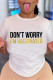 White Fashion Casual Letter Print Basic O Neck T-Shirts