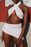 Red Sexy Solid Hollowed Out Halter Sleeveless Two Pieces