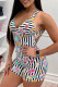 White Fashion Sexy Print Backless Spaghetti Strap Skinny Romper