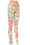 Multicolor Sexy Print Patchwork Skinny High Waist Pencil Full Print Bottoms