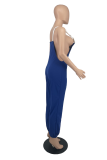 Red Casual Solid Patchwork Spaghetti Strap Loose Jumpsuits