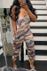 Camouflage Casual Print Patchwork Spaghetti Strap Harlan Jumpsuits