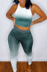 Cyan Casual Sportswear Gradual Change Print Vests Pants O Neck Sleeveless Two Pieces