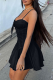 Black Sexy Solid Patchwork Spaghetti Strap Cake Skirt Dresses