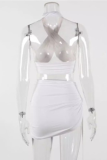 Red Sexy Solid Hollowed Out Halter Sleeveless Two Pieces
