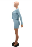 Pink Sexy Casual Solid Cardigan Vests O Neck Long Sleeve Three-piece Set
