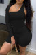 Black Sexy Casual Solid Hollowed Out Asymmetrical Oblique Collar Skinny Romper