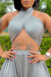 Pink Fashion Sexy Solid Bandage Backless Tops