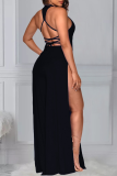 Pink Sexy Solid Patchwork O Neck Regular Jumpsuits
