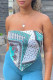 Cyan Fashion Sexy Print Backless Strapless Tops