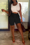 Rose Red Sexy Solid Hollowed Out O Neck Sleeveless Two Pieces