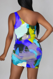 Pink Sexy Print Hollowed Out Pencil Skirt Dresses