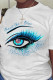 White Casual Print Patchwork O Neck T-Shirts