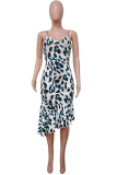 Leopard Print Sexy Leopard Patchwork Spaghetti Strap Trumpet Mermaid Dresses