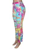 Yellow Sexy Patchwork Ripped Tie-dye Skinny High Waist Pencil Full Print Bottoms