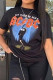 Black Fashion Casual Print Basic O Neck T-Shirts