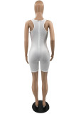 White Sexy Casual Solid Vests U Neck Skinny Romper
