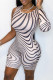 White Fashion Sexy Print Asymmetrical O Neck Skinny Romper