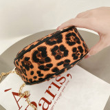 Apricot Fashion Casual Print Leopard Chains Messenger Bag