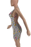 White Fashion Sexy Print Backless Spaghetti Strap Skinny Romper