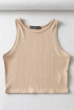 Khaki Sexy Casual Solid Vests O Neck Tops