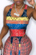 Multicolor Sexy Casual Print Asymmetrical U Neck Tops