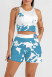 Pink Casual Sportswear Print Vests O Neck Sleeveless Two Pieces